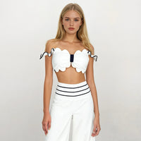 Ashley Off-shoulder Scalloped Top with Pants