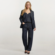 Bronte Denim Sweetheart Peplum Top with Blazer and Balloon Jeans