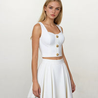 Amelie Gold Buttons Bustier Top with Skirt