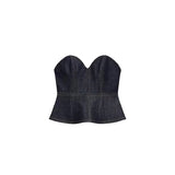 Bronte Denim Sweetheart Peplum Top with Blazer and Pants