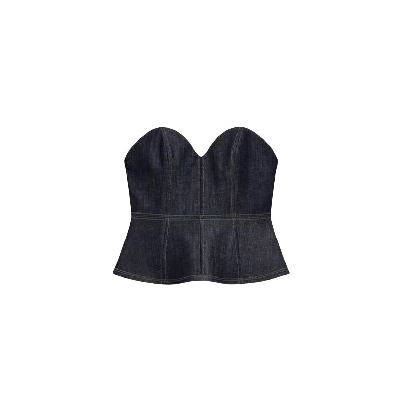 Bronte Denim Sweetheart Peplum Top with Blazer and Pants