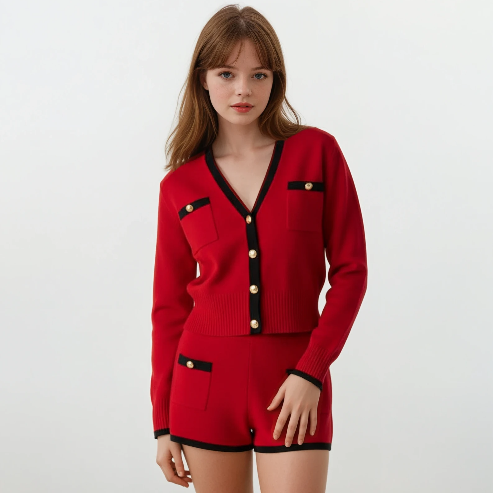 Isla Knit Long Sleeve Top with Shorts