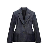 Bronte Denim Sweetheart Peplum Top with Blazer and Pants