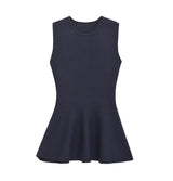Arden Peplum Navy Knit Top with Pants