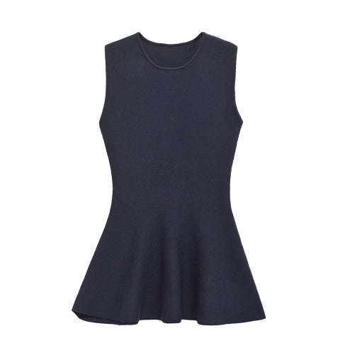 Arden Peplum Navy Knit Top with Pants