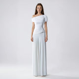 Helena Off-Shoulder Ruched Top and Wide-Leg Pants