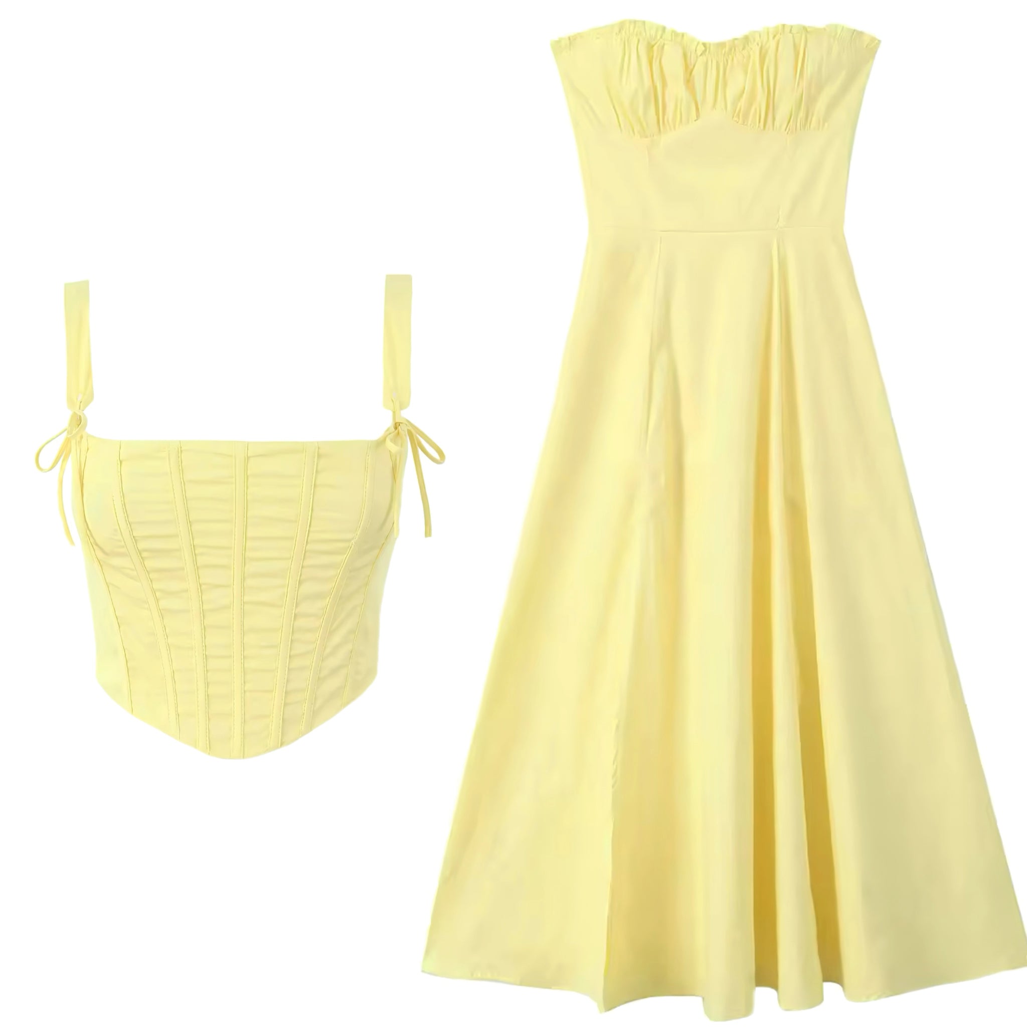 Lily Yellow Corset Top with Tube Dress