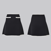 Chloe Crochet Pearl-Button Knit Vest and A-Line Skirt