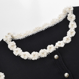 Chloe Crochet Pearl-Button Knit Vest and A-Line Skirt