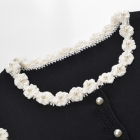 Chloe Crochet Pearl-Button Knit Vest and A-Line Skirt