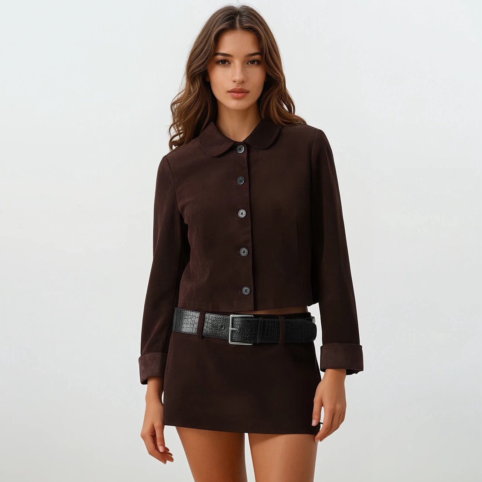 Brooklyn Burgundy Velvet Jacket and Skirt