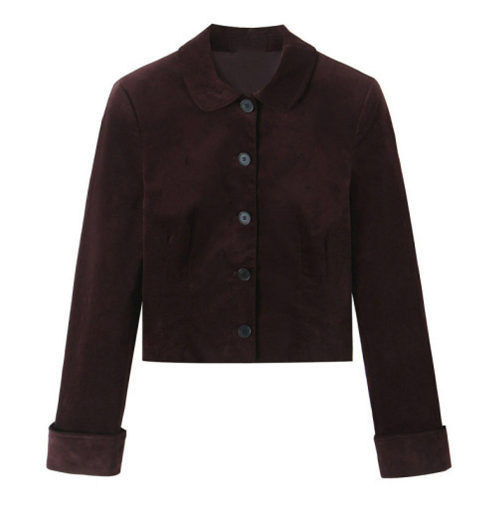 Brooklyn Burgundy Velvet Jacket and Skirt