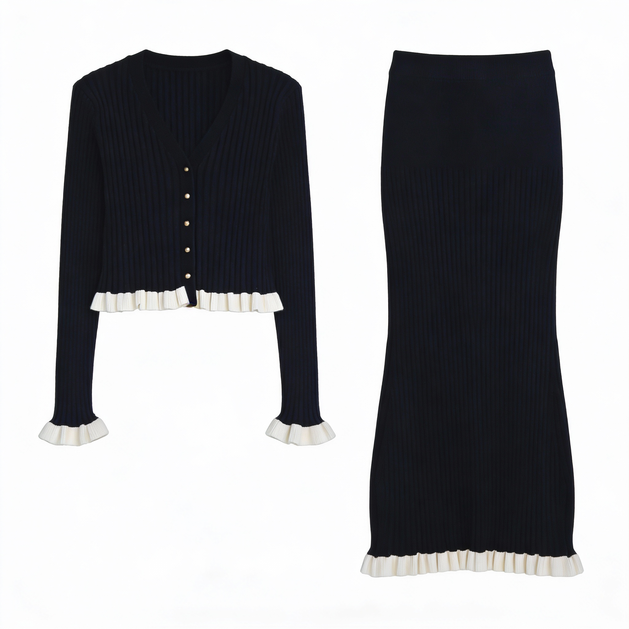 Taylor Knit Long Sleeve Top with Skirt