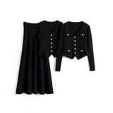 Solene Knit Cardigan and Vest with Skirt