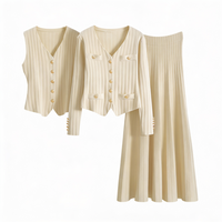 Solene Knit Cardigan and Vest with Skirt