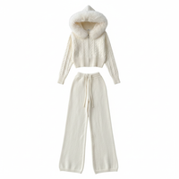 Natalie Fur Hood Knit Jacket and Pants