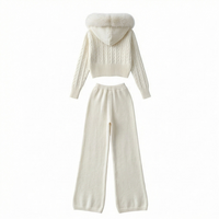 Natalie Fur Hood Knit Jacket and Pants