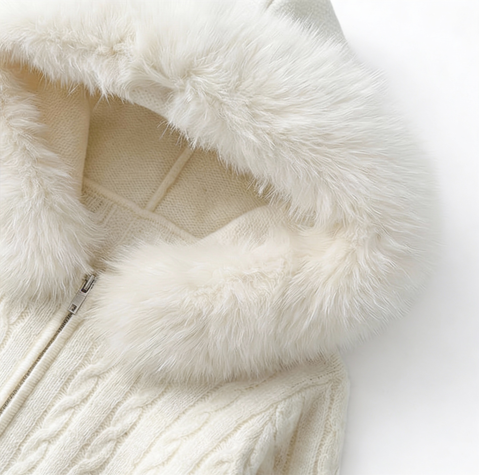 Natalie Fur Hood Knit Jacket and Pants