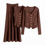 Solene Knit Cardigan and Vest with Skirt