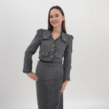 Tweed Jacket with Bronze Buttons & Skirt Set