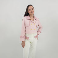 Pink Tweed Jacket with Pant Set