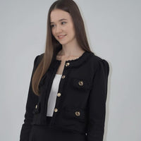 Jacket with Golden Buttons & Midi Skirt Set