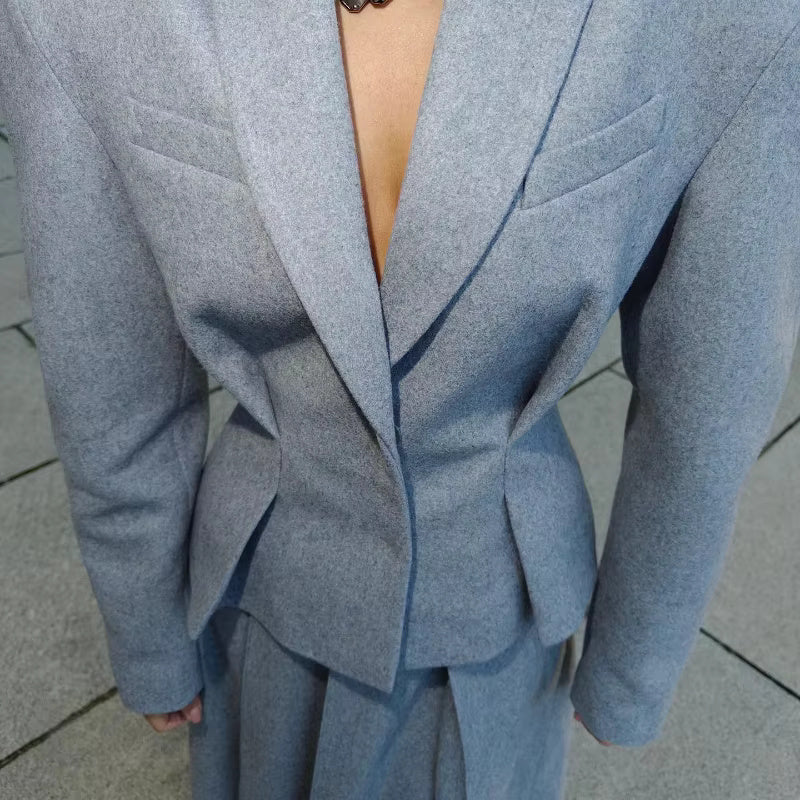 Tailored Jacket & High Waisted Midi Skirt Set