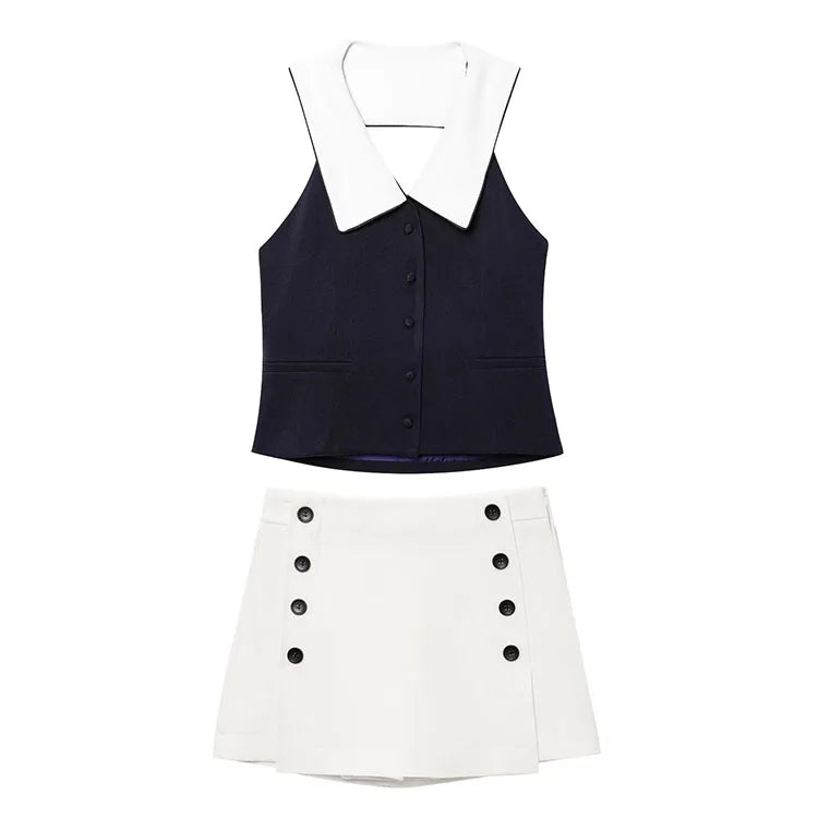 Claudia Collared Top with Skirt