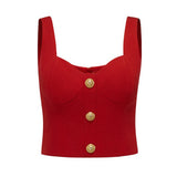 Amelie Gold Buttons Bustier Top with Skirt