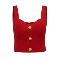 Amelie Gold Buttons Bustier Top with Skirt