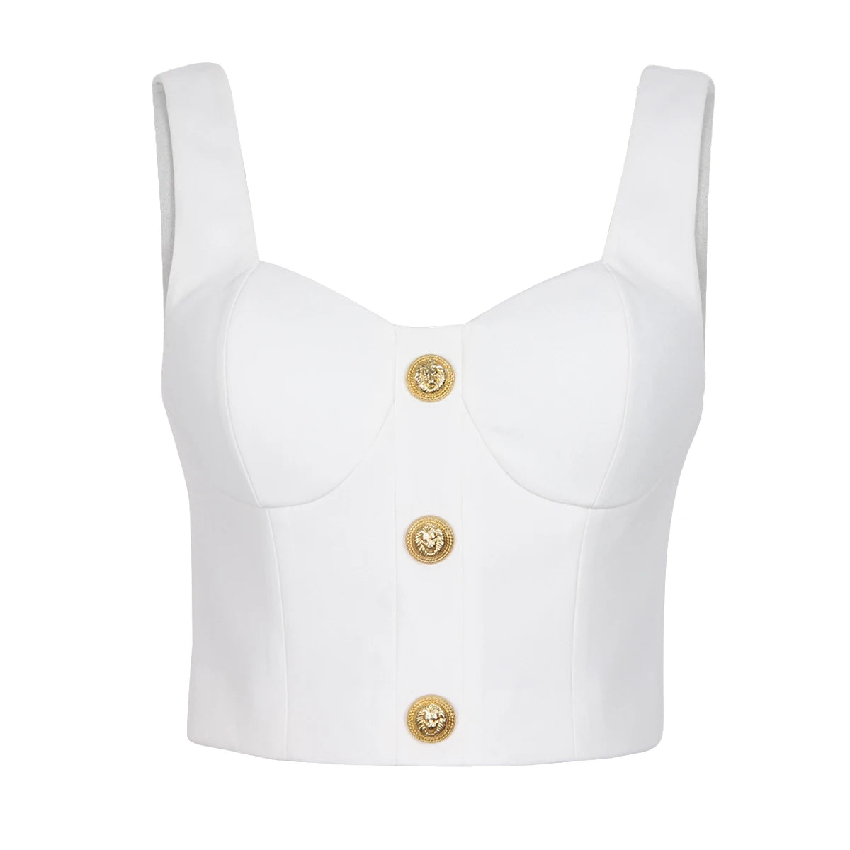 Amelie Gold Buttons Bustier Top with Skirt