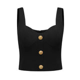 Amelie Gold Buttons Bustier Top with Skirt