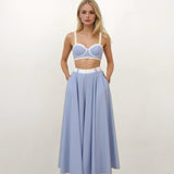 Celeste Blue Stripe Top and Skirt