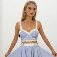 Celeste Blue Stripe Top and Skirt
