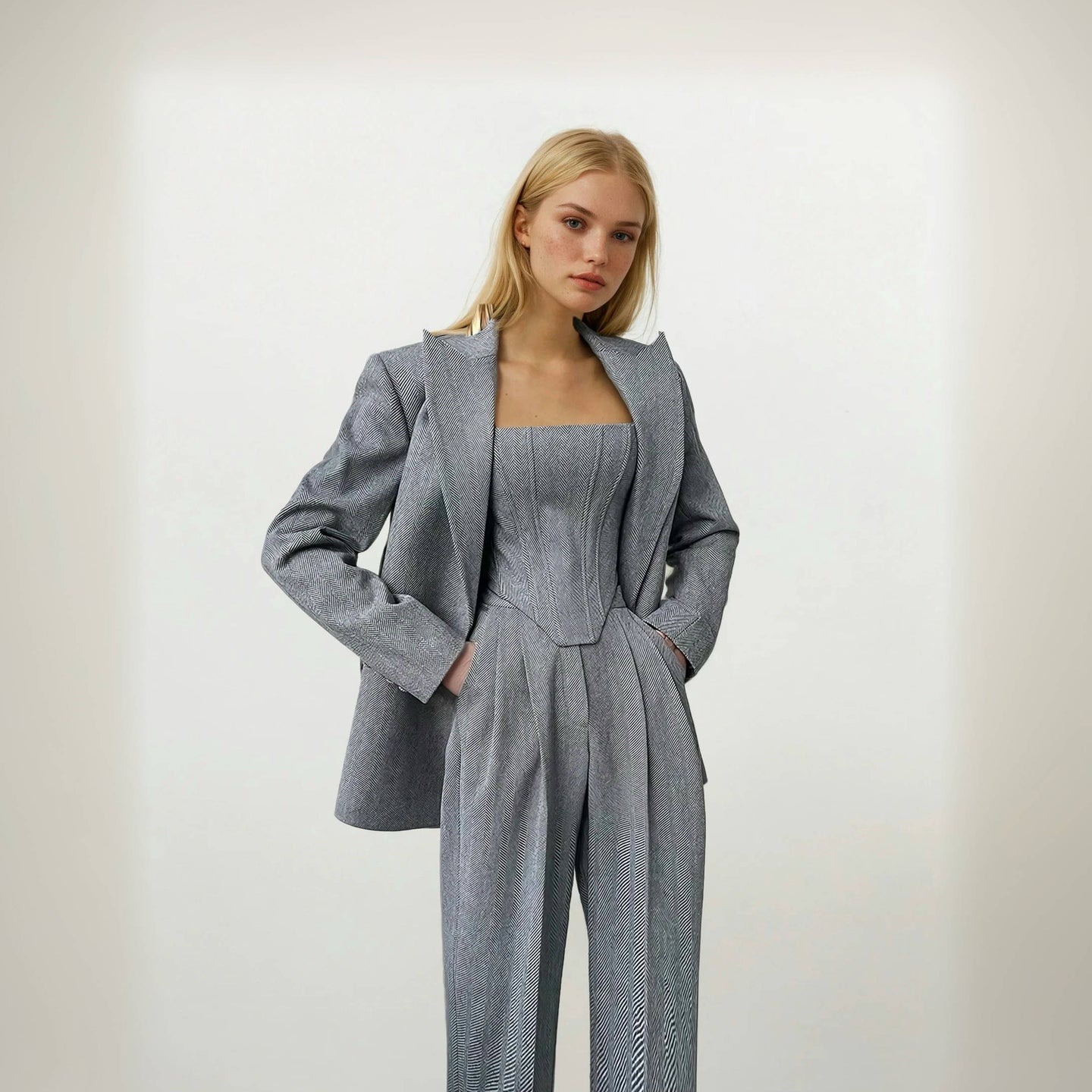 Kaia Corset Top with Blazer and Pants