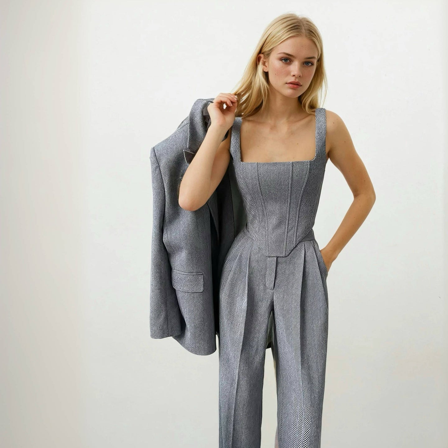 Kaia Corset Top with Blazer and Pants
