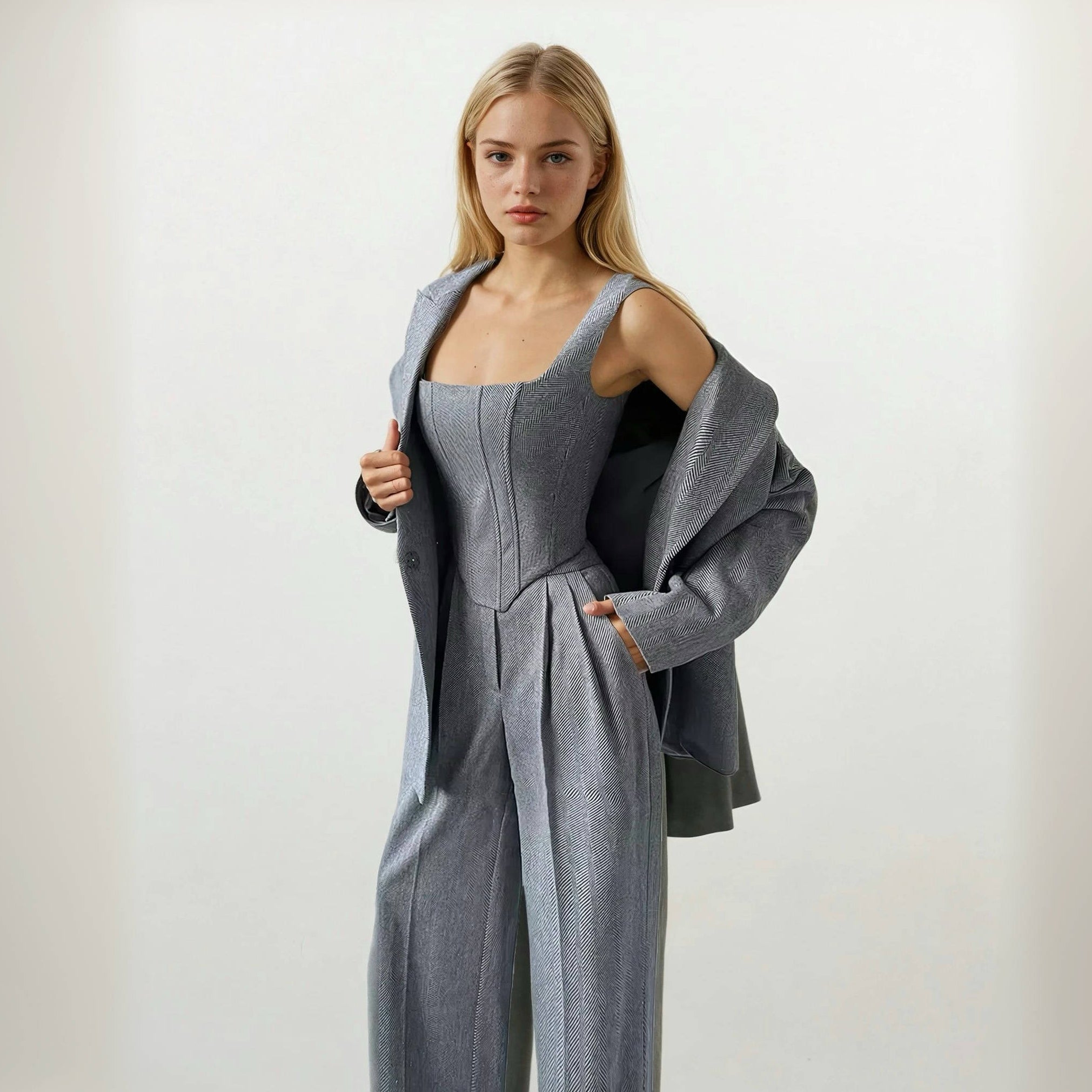Kaia Corset Top with Blazer and Pants