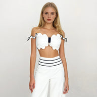 Ashley Off-shoulder Scalloped Top with Pants