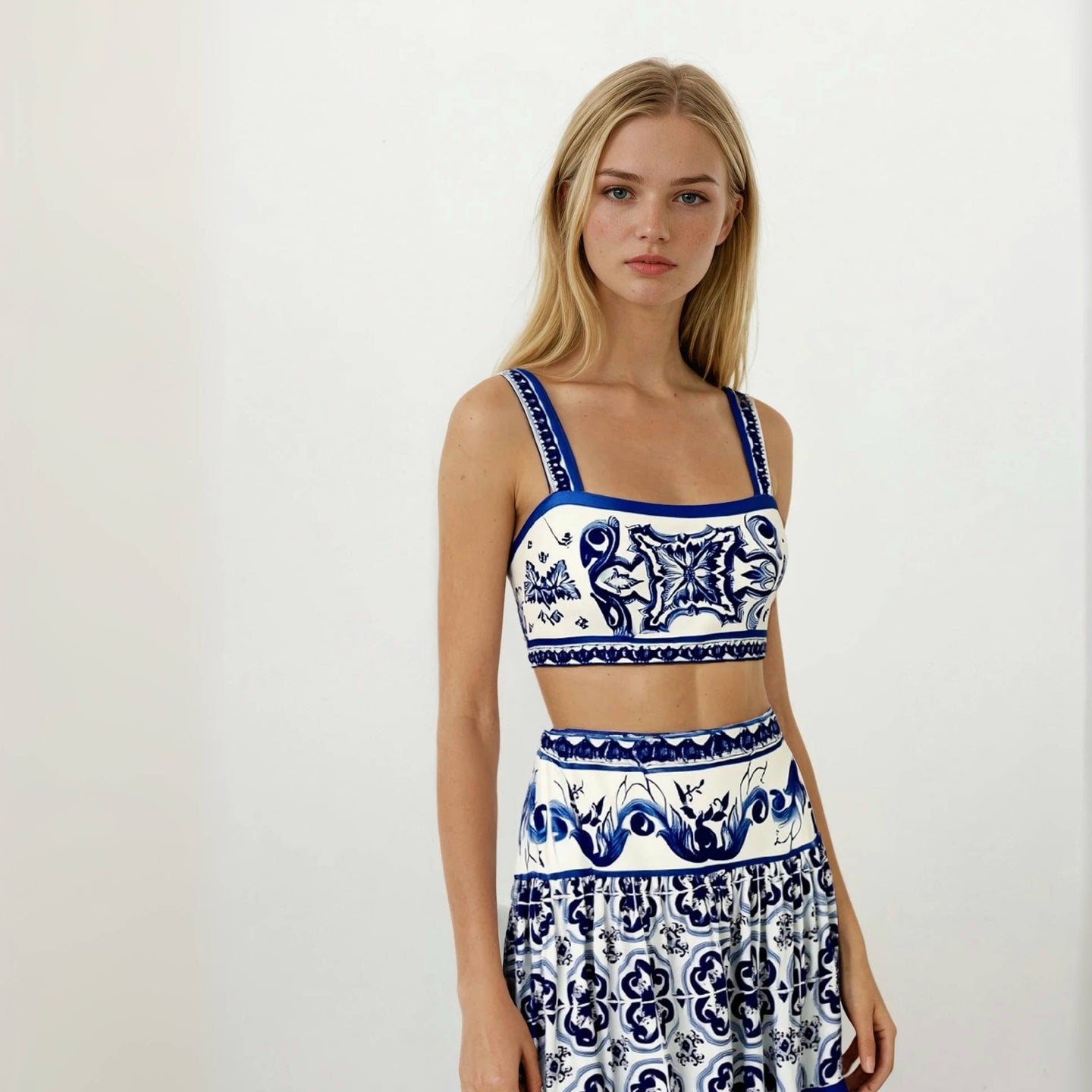 Positano Porcelain Crop Top with Skirt