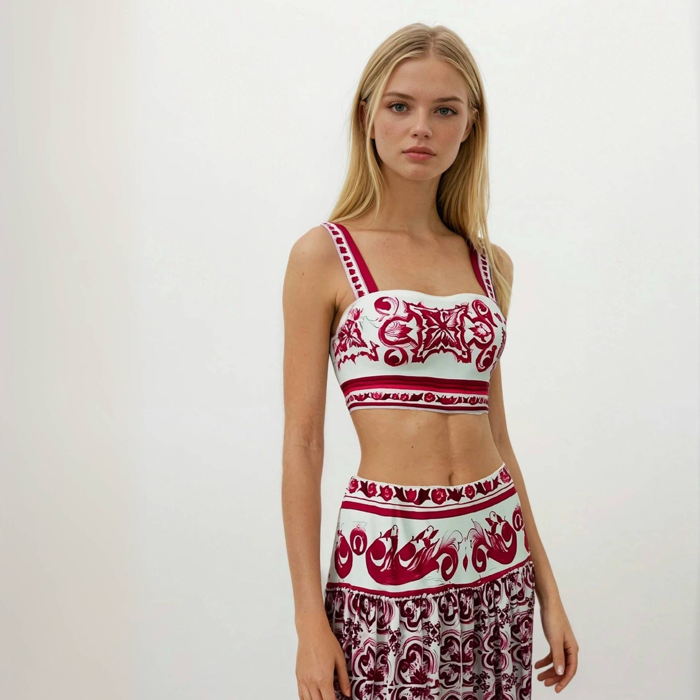 Positano Porcelain Crop Top with Skirt