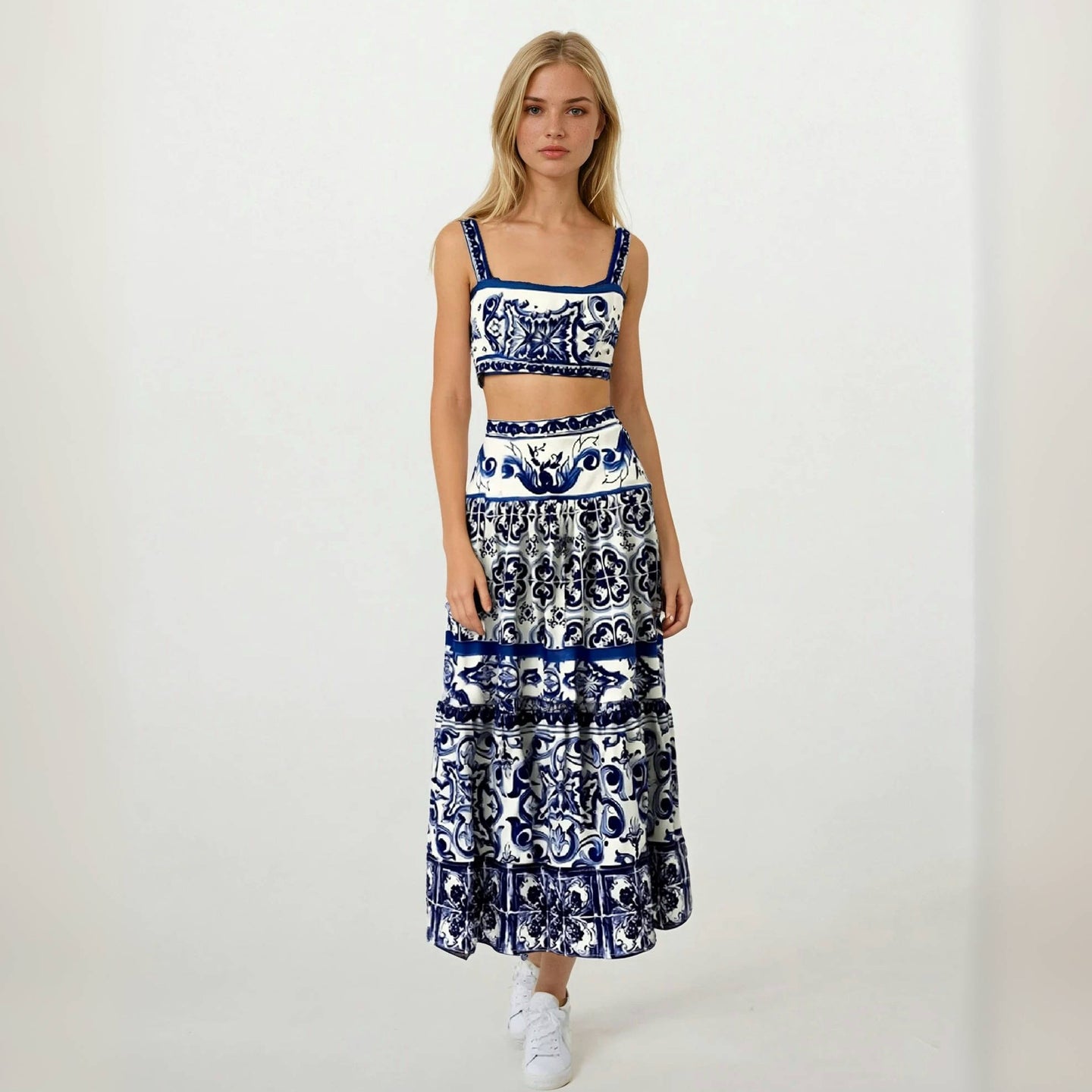 Positano Porcelain Crop Top with Skirt