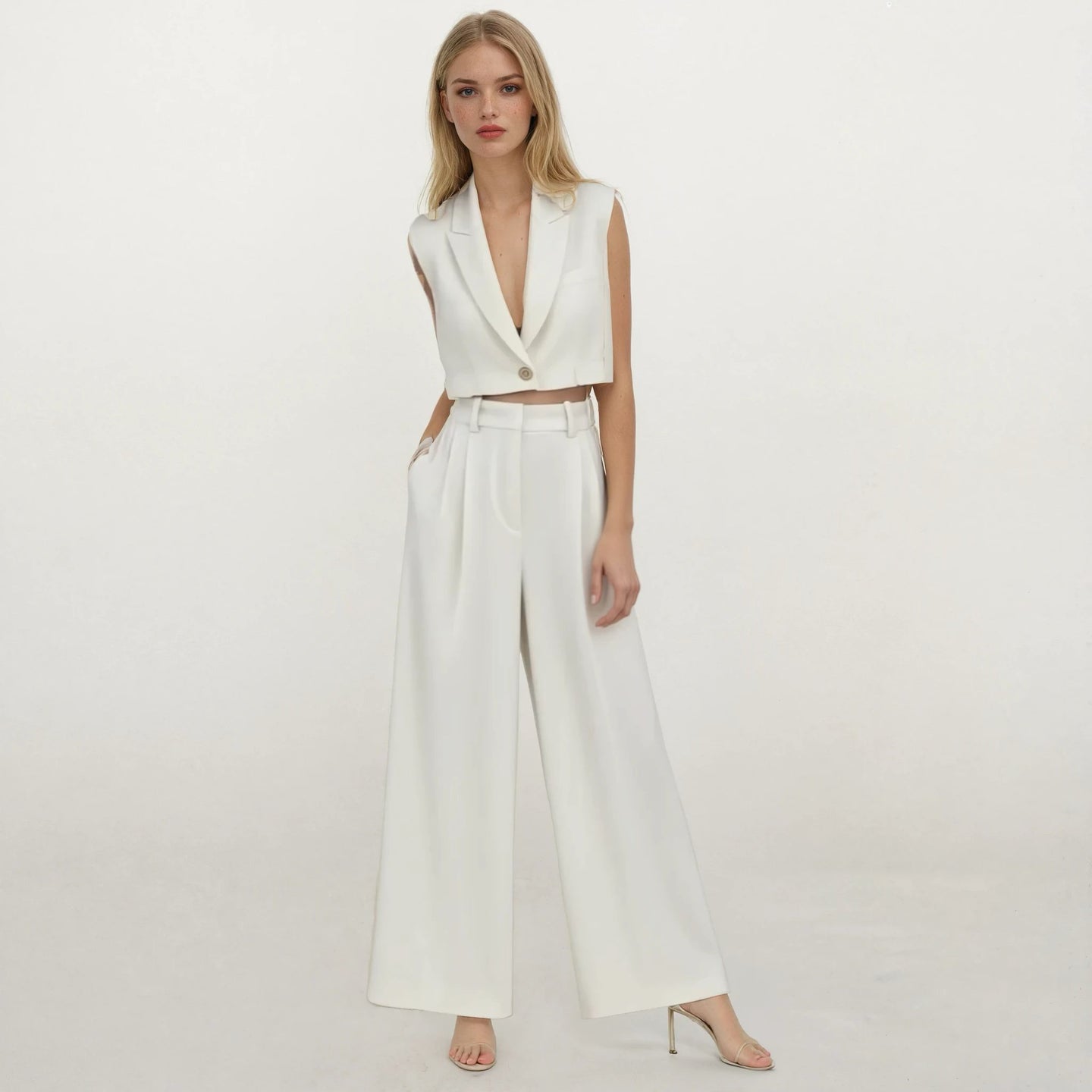 Ava Sleeveless Blazer Vest with Pants