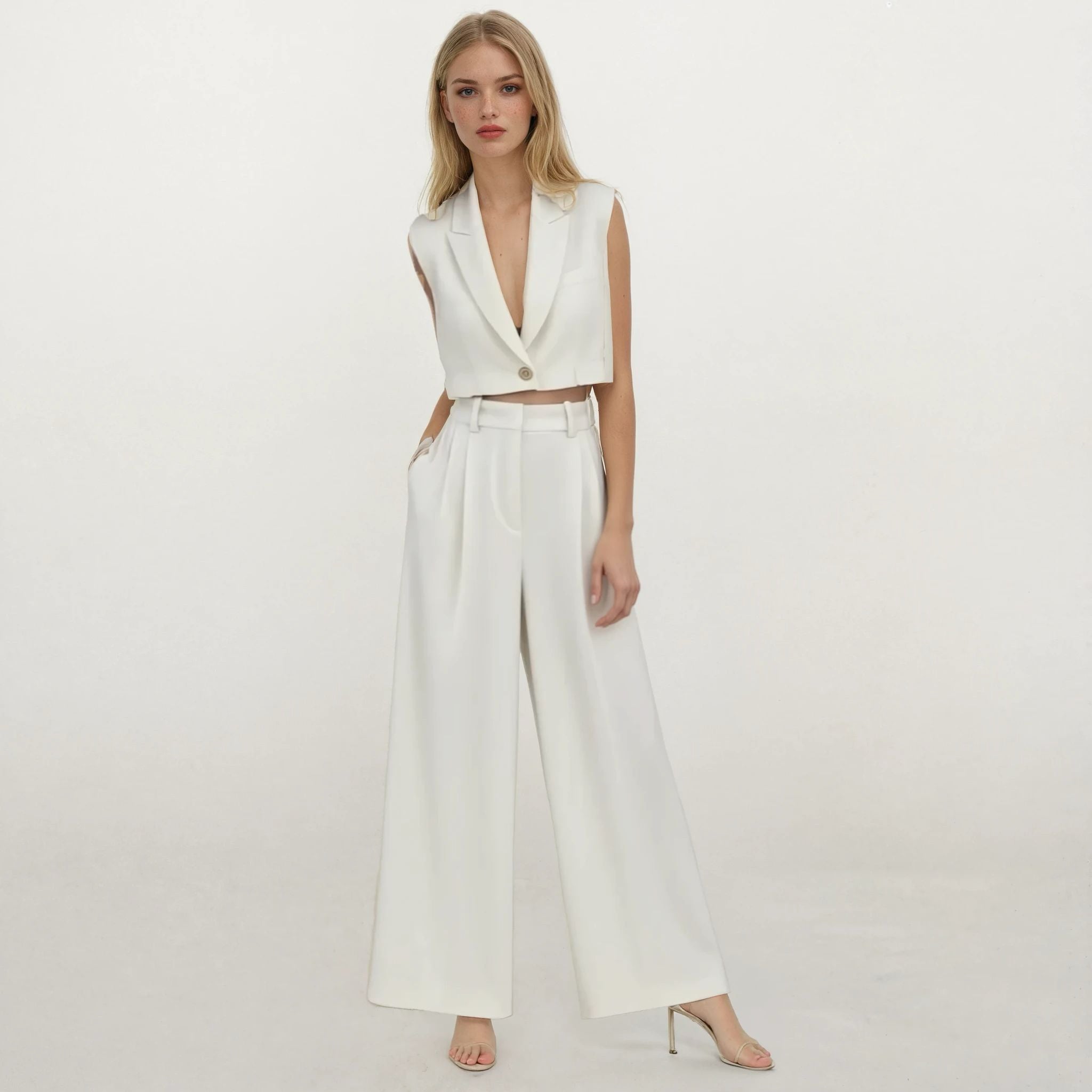 Ava Sleeveless Blazer Vest with Pants