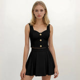 Amelie Gold Buttons Bustier Top with Skirt