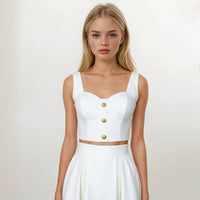 Amelie Gold Buttons Bustier Top with Skirt