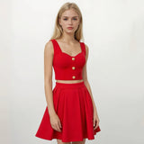 Amelie Gold Buttons Bustier Top with Skirt