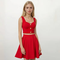 Amelie Gold Buttons Bustier Top with Skirt