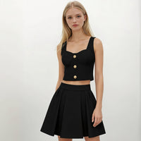 Amelie Gold Buttons Bustier Top with Skirt