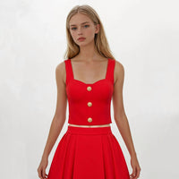 Amelie Gold Buttons Bustier Top with Skirt