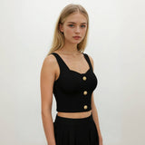 Amelie Gold Buttons Bustier Top with Skirt